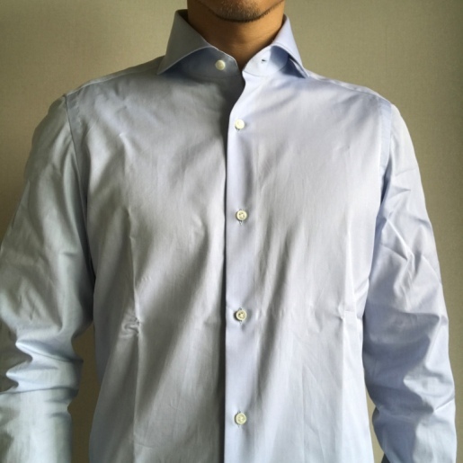 LUIGI BORRELLI（ルイジボレッリ）のコットンポプリンホリゾンタルカラードレスシャツ（FELICE）_⑪
