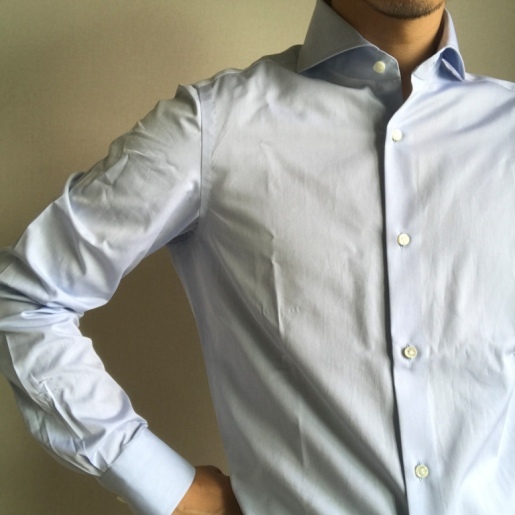 LUIGI BORRELLI（ルイジボレッリ）のコットンポプリンホリゾンタルカラードレスシャツ（FELICE）_⑭