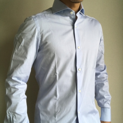 LUIGI BORRELLI（ルイジボレッリ）のコットンポプリンホリゾンタルカラードレスシャツ（FELICE）_⑯